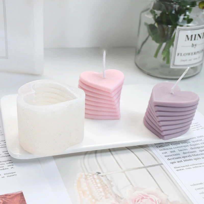

1Pc 3D Heart-shaped Candle Silicone Mold DIY Handmade Stacking Love Candle Gypsum Process Resin Soap Cake Decoration Mold