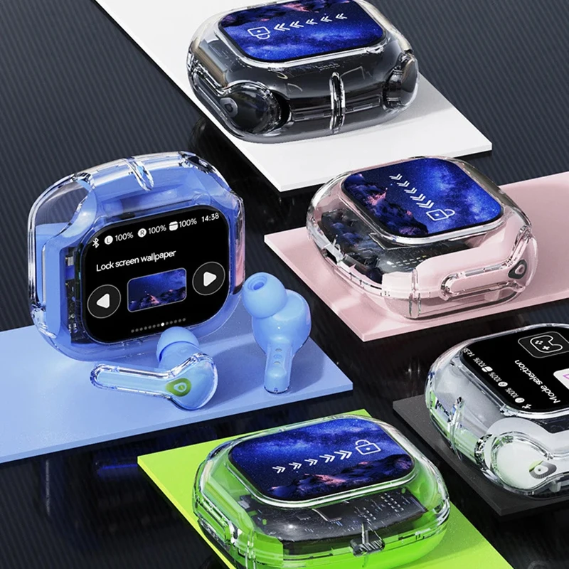 Air Max Wireless Bluetooth headsets In Ear Earphones Stereo Soundtrack Microphone  LCD Full-Color Touch Screen Noise Reduction