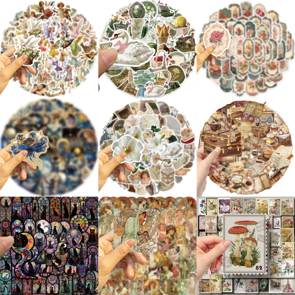 10/30/50PCS Vintage Stickers Series Illustration Oil Painting Graffiti Phone iPad Guitar Notebook Luggage Decoration Wholesale