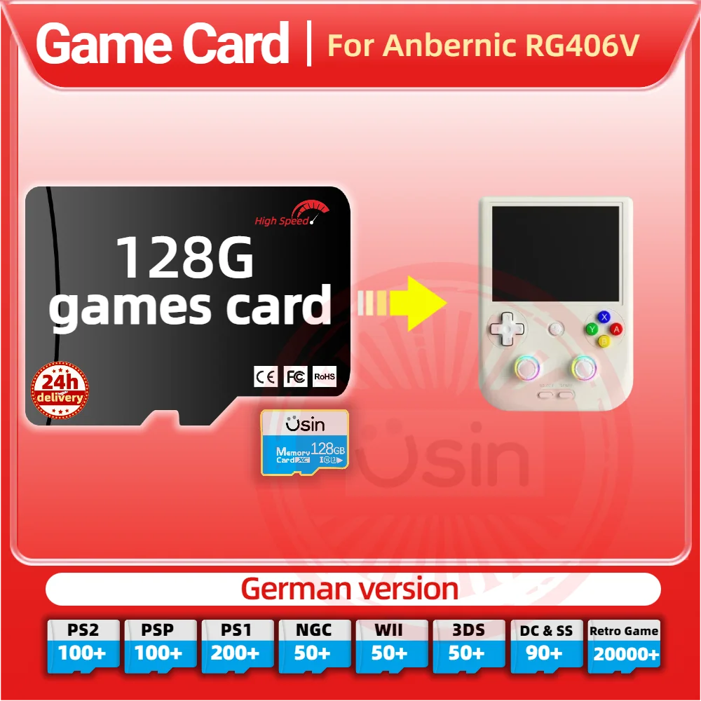 Memory Game Card For Anbernic RG406V German Version Retro PS2 PSP Games Android Gaming portable Console SD TF High Speed 128G