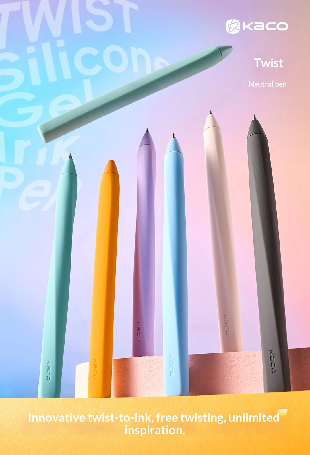1 Stück KACO TWIST Gelstifte, niedlicher weicher Silikongriff, 0,5 mm schwarze Tinte, schnelltrocknend, schmutzabweisend, für Schüler- und Bürobedarf. – Detail 1