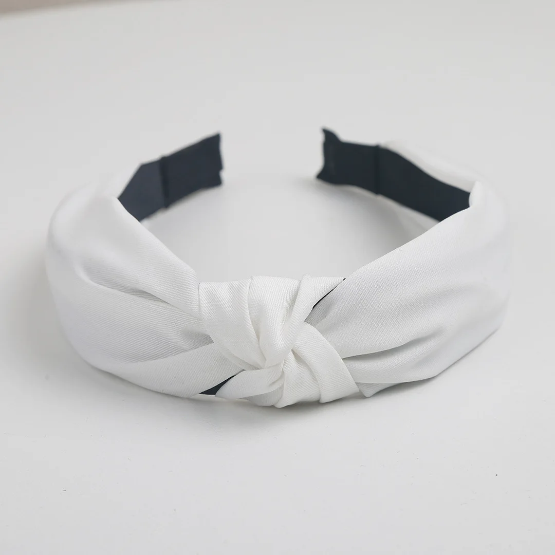 Simple Solid Color Headband Knot Hair Hoop for Women Cotton Fabric Handmade Hairbands Girls Fashion Hair Accessories