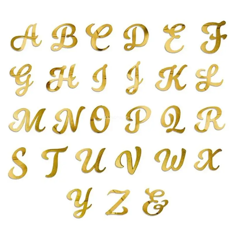 Elegant Gold Mirrored Finish Alphabets Cake Toppers, 26Piece Set for Celebration Dropship