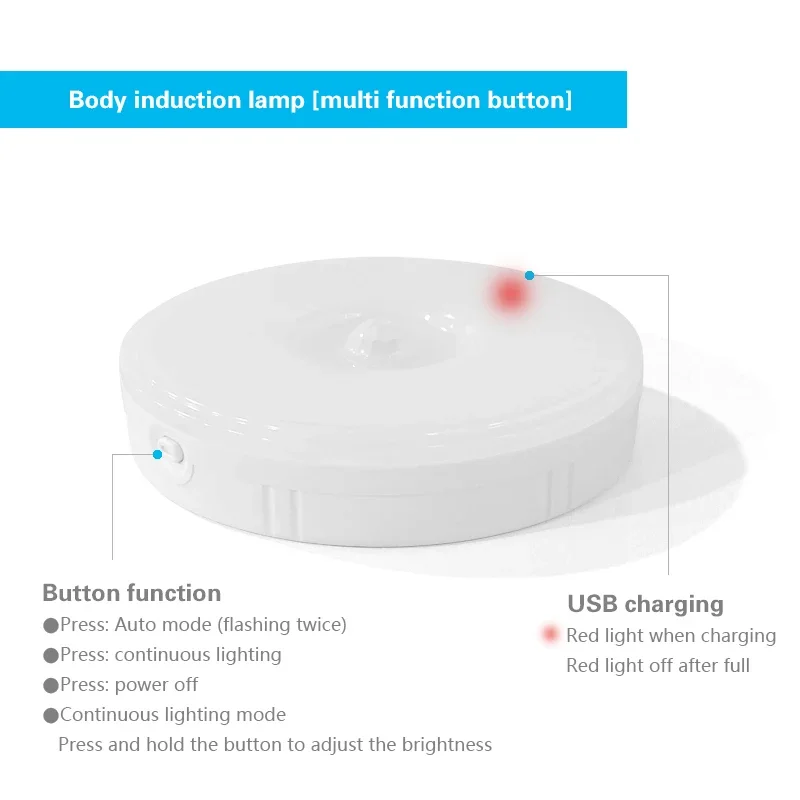 Sensore di movimento luce notturna 10 LED armadio da cucina luce dimmerabile USB ricaricabile camera da letto magnetico senza fili armadio luce