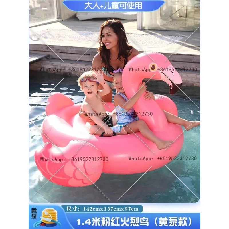 

Adult Water Inflatable Boat Pool Floating Toy Mount - Pink Flamingo + Pump (Size: 1.4m)