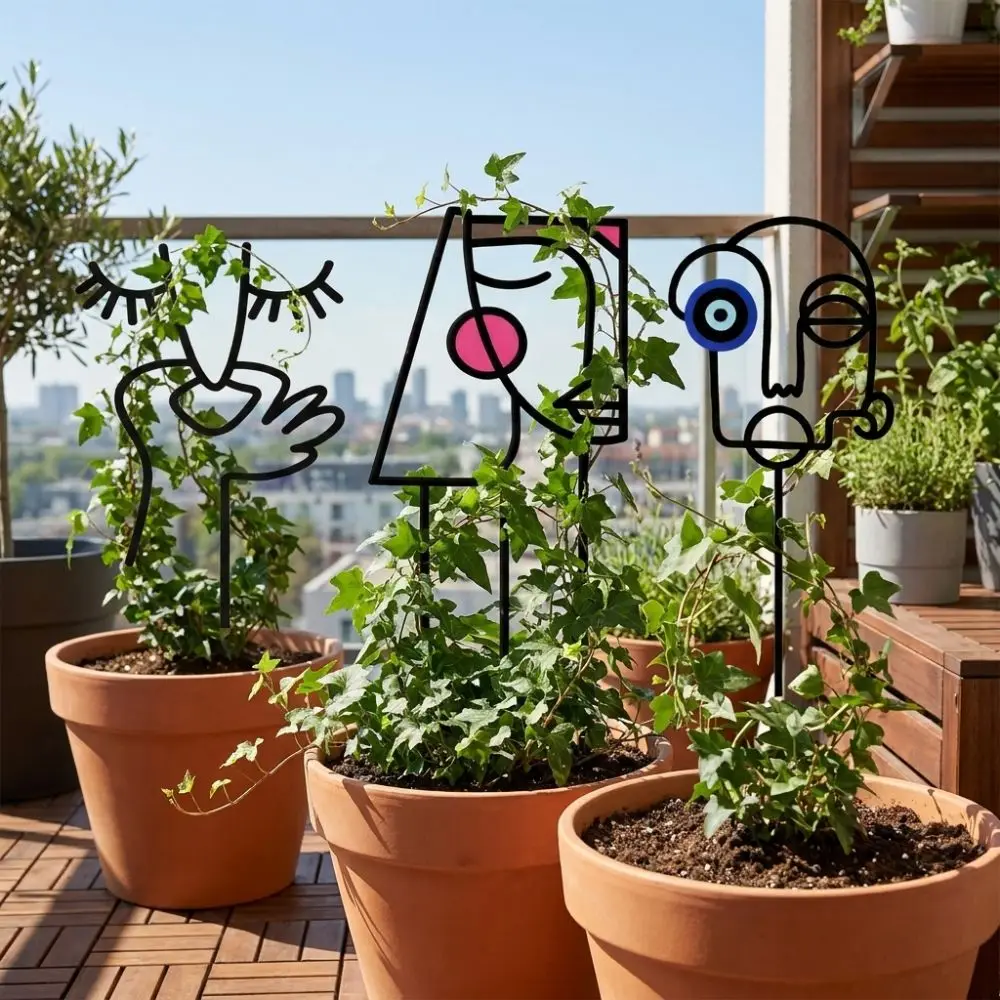 Abstract Line Plant Climbing Trellis Geometric Face Iron Art Vine Climbing Rack Strong Load Bearing Weather Resistance