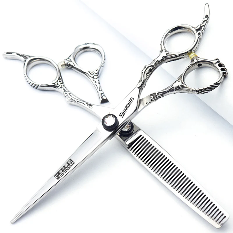 Hairdresser Scissor Set Authentic Personalized Handle Hair Scissors 6.5-inch Flat Teeth Scissors Professional Hair Scissors.