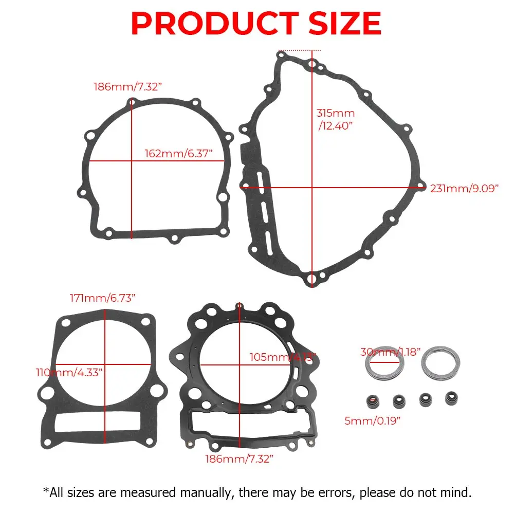 Compatible For Yamaha Grizzly Rhino 700 2007-2013 Models 1 Set ATV Engine Gasket Kit Top & Bottom End Set