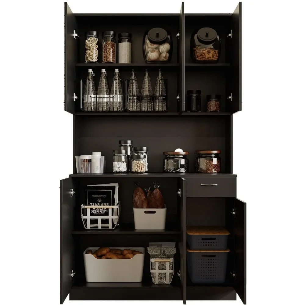 

Pantry Kitchen Cabinet Buffet Cabinet with Storage Microwave Kitchen Hutch Tall Pantry