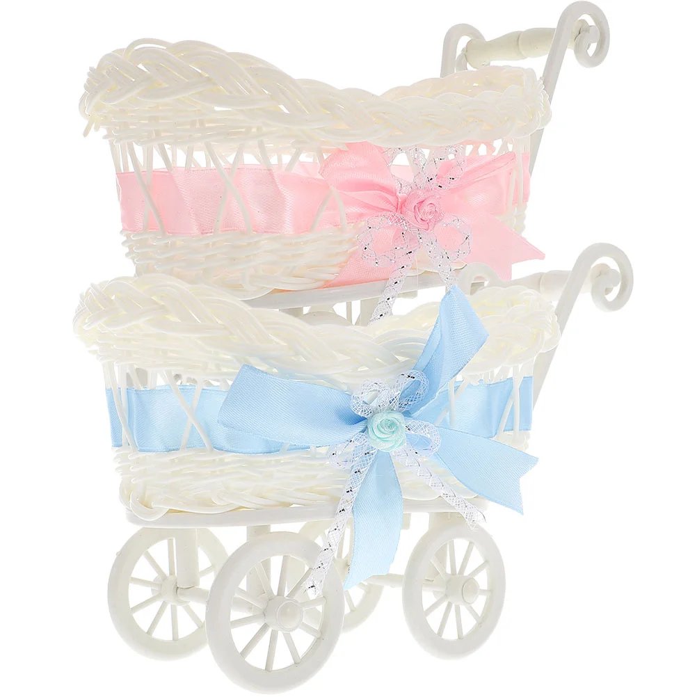 2 Pcs Blanket Party Woven Baskets Stroller Wagon Baby Shower Flower Candy Storage