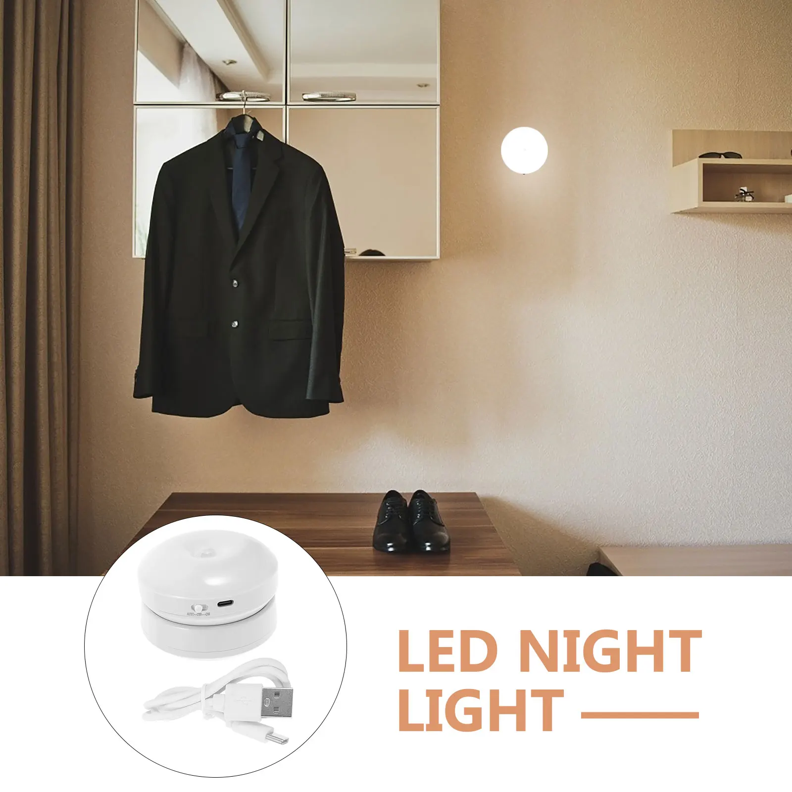 

Night Light Motion Sensor Activated Lamp Rechargeable Led Portable Wall Indoor White Storeroom