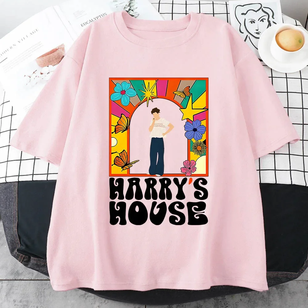 Harrys House Women T-shirts 100% Cotton Summer Manga Graphic Short Sleeve Tee Originality Slice of Life Print Individualization