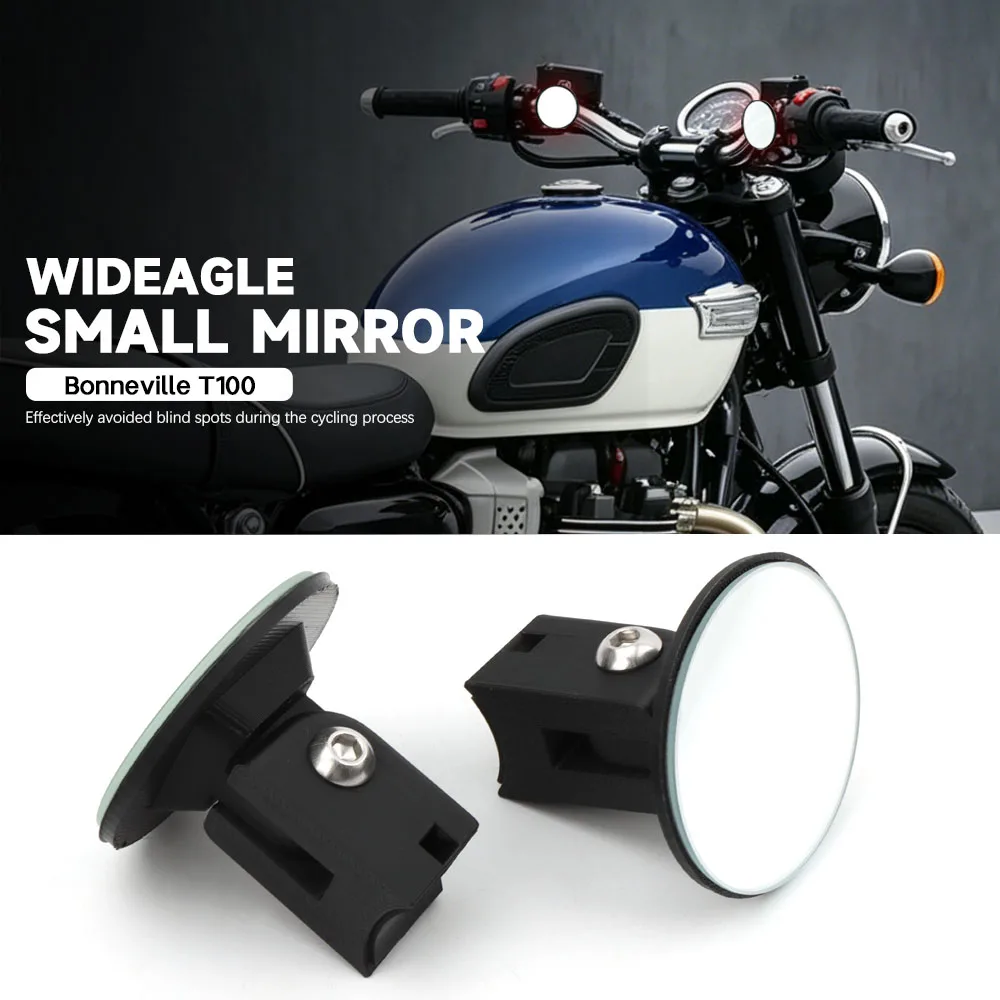 Small Mirror for Scrambler 400X Speed 400 Bonneville T100/T120 Twin1200 Motorcycle Circular Handle Rearview Wide Angle