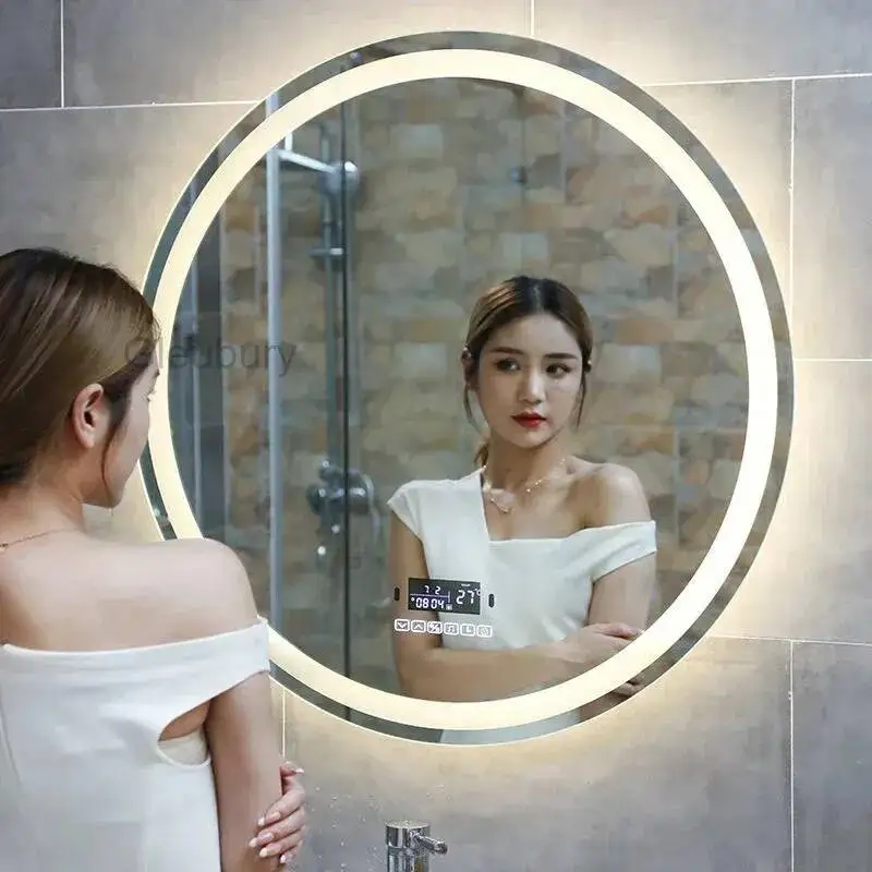 Vanity Led Makeup Mirror Cosmetic Shower Shaving Round Bath Mirrors Fogless Magnifying Espelhos De Banho Home Improvement FY22XP
