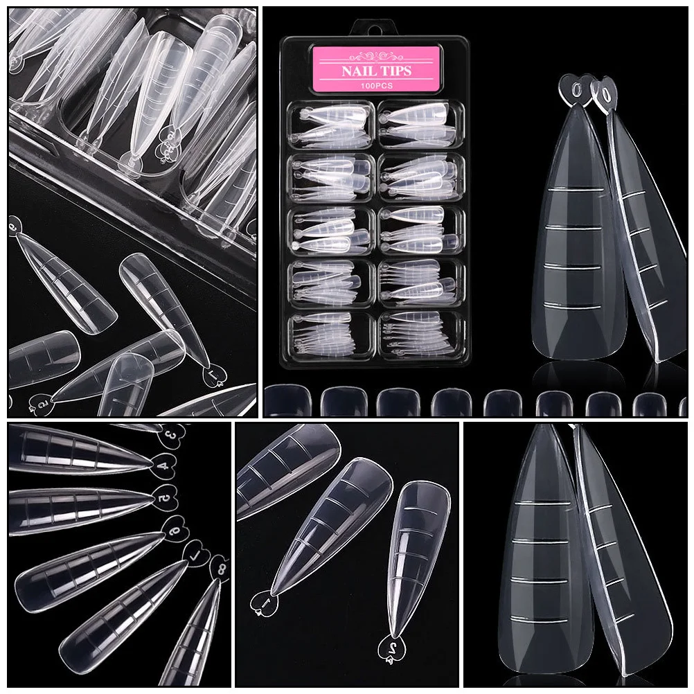 

100Pcs Nail Plate Extension Nails White Durable Plastic Creative Scale Pattern Manicure Accessory Nail Plate Manicure Accessory