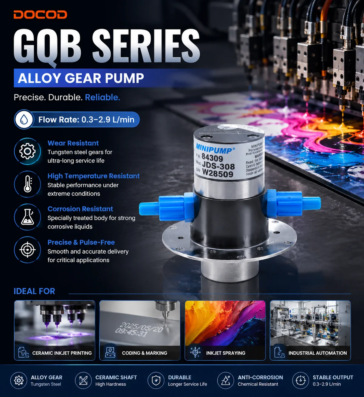 Micro Magnetic Drive Gear Pump for Digital Tile Printing Ink Circulation Applications