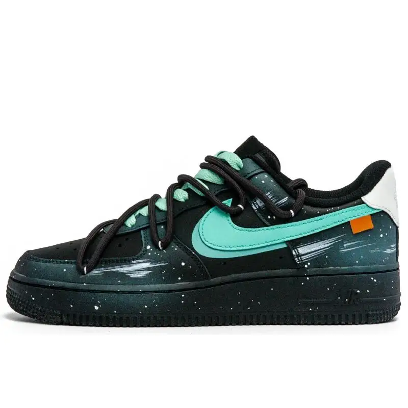 

[Мужские кроссовки для скейтборда Star Trek] Nike Air Force 1, низкие низкие, женские, черные, белые