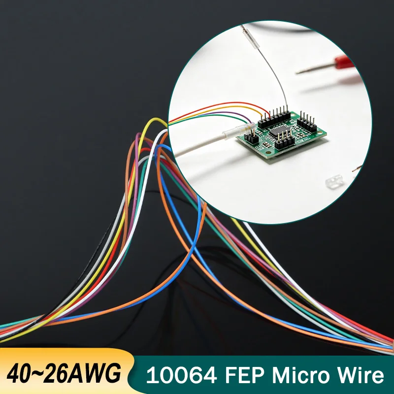40/36/34/32/30~26 AWG Extra Fine 10064 Electronic Wire Teflon Tinned Wire FEP Insulated Compensation Wire High Temperature Cable