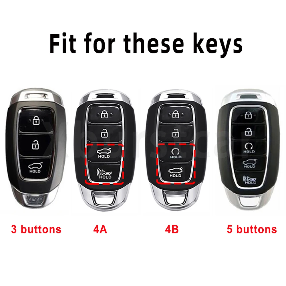 Gun Grey TPU Car Key Cover Case Protector for Hyundai Accent Azera I30 Ix35 Kona Encino Grandeur Palisade Santa Fe Solaris