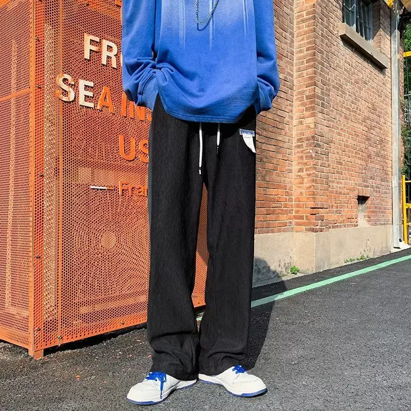 GELITAYIN Tie Dye Ice Silk Casual Wide-leg Pants Man Summer Thin Baggy Long Trousers For Men Cheap Korean Style Fashion 2025 Str