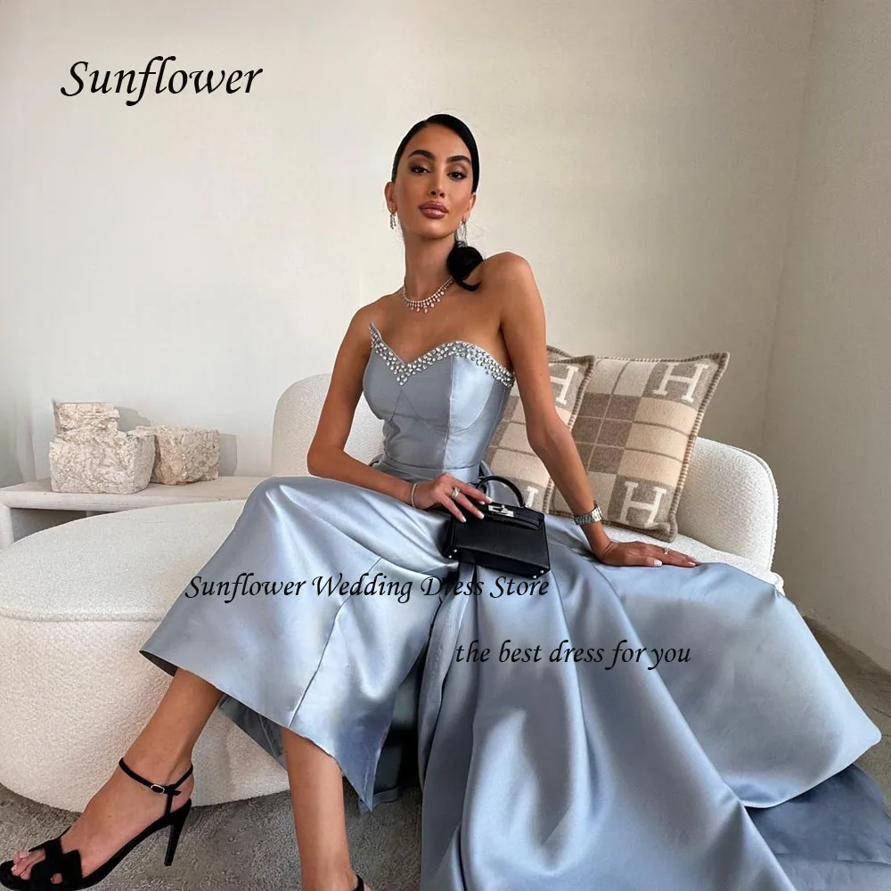 

Sunflower Blue Sweetheart Formal Evening Dress 2023 Slim Beading Appliques Satin Mermaid Prom dress Floor-Length Party Dress