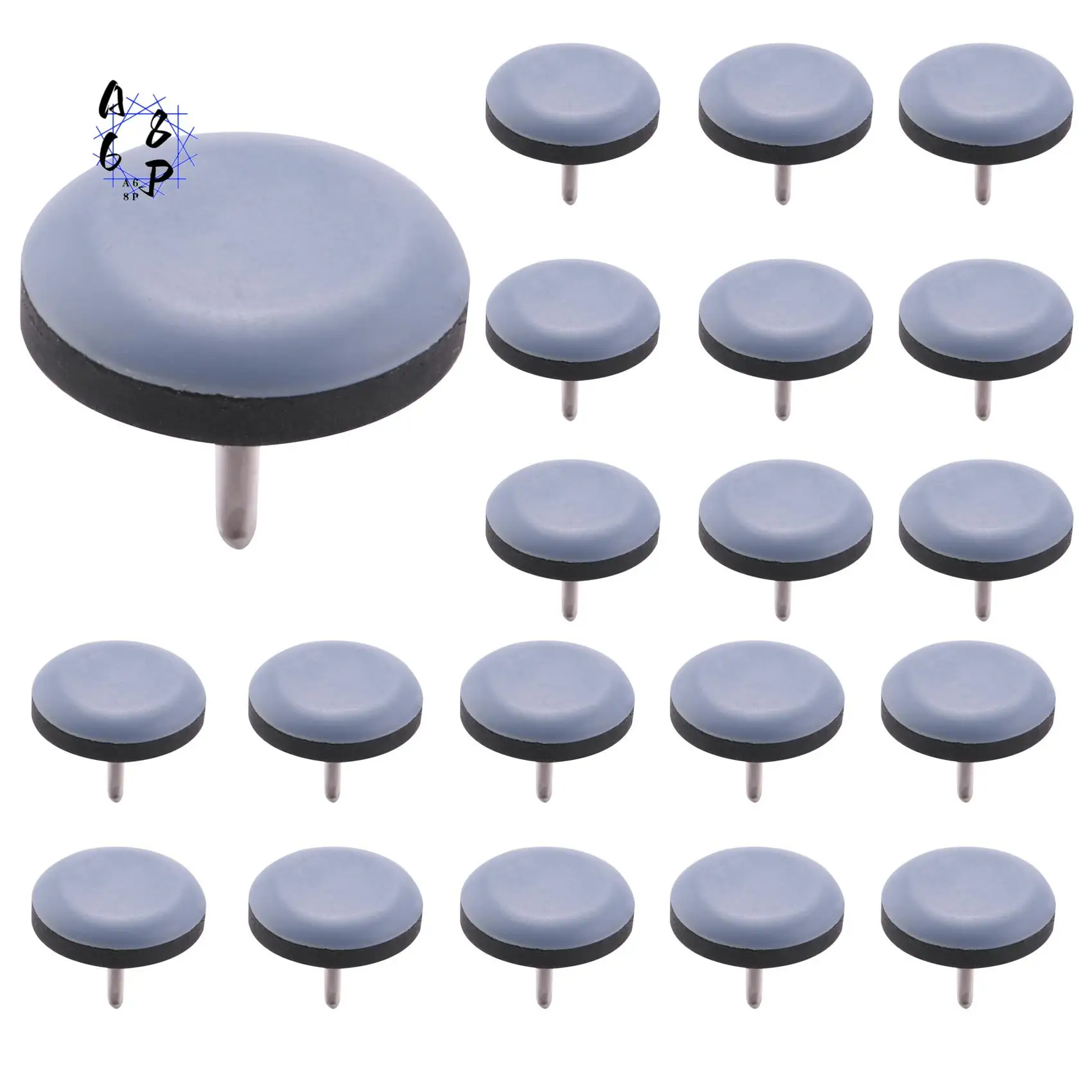 

A68P-20 шт., 25 мм, ползунки для стула, мебельные ползунки, легко движущиеся подушечки из ПТФЭ, круглые с защитой для ногтей для паркетного пола