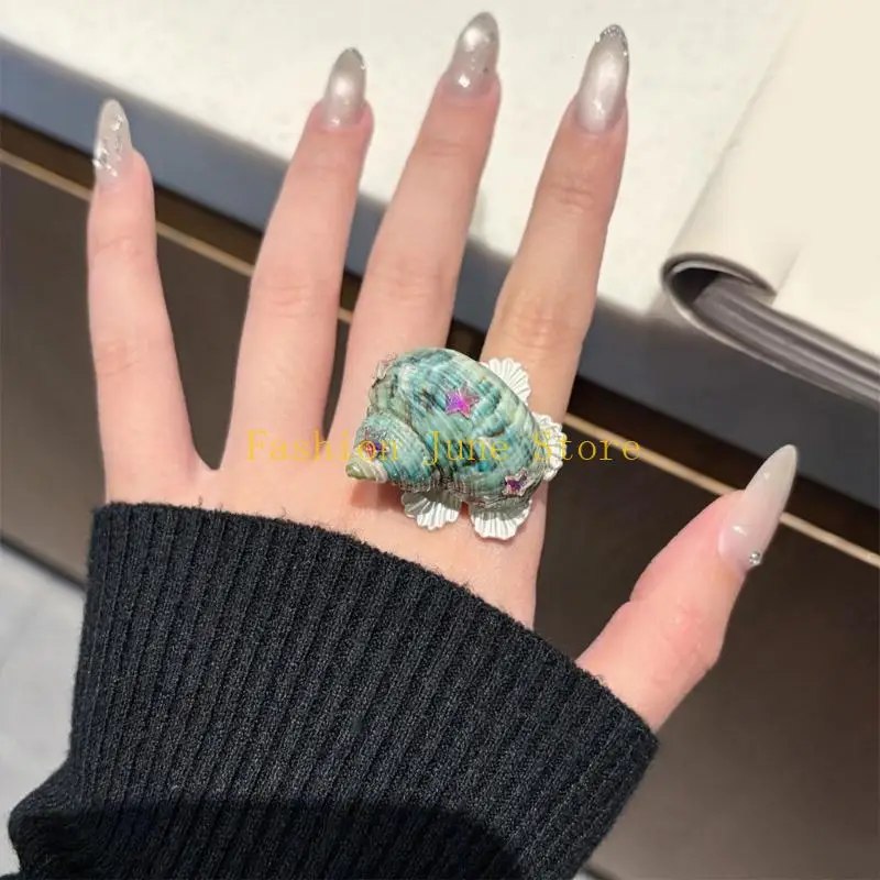 N5KA Elegant Bohemian Sea Creature Ring Alloy Material Finger Rings Adjustable Size
