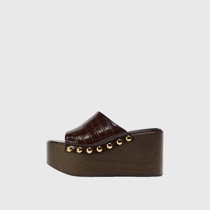 

Новые женские римские сандалии 2025 года на платформе с тонким каблуком, пляжные шлепанцы с животным принтом, удобные сабо на плоской подошве из ЭВА-материала