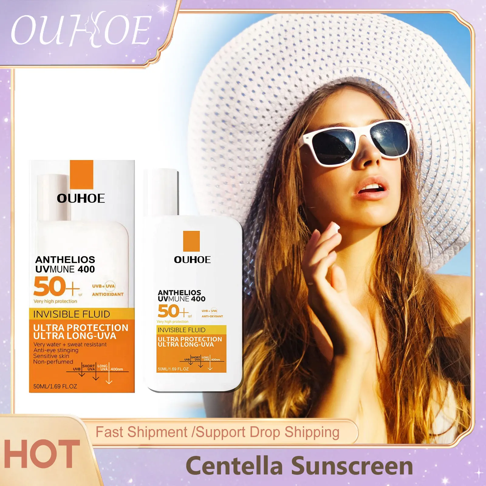 

Солнцезащитный крем OUHOE Centella Spf 50 для жирной кожи, антиоксидантный увлажняющий уход за кожей лица, стойкий Увлажняющий солнцезащитный крем