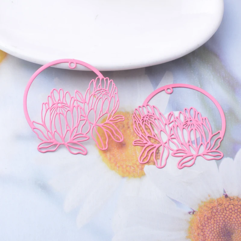 30 Stück AB7615 40*38mm Messing Bemalte Königliche Protea-Blumen Anhänger DIY Schmuck Ohrring Zubehör – Detail 6