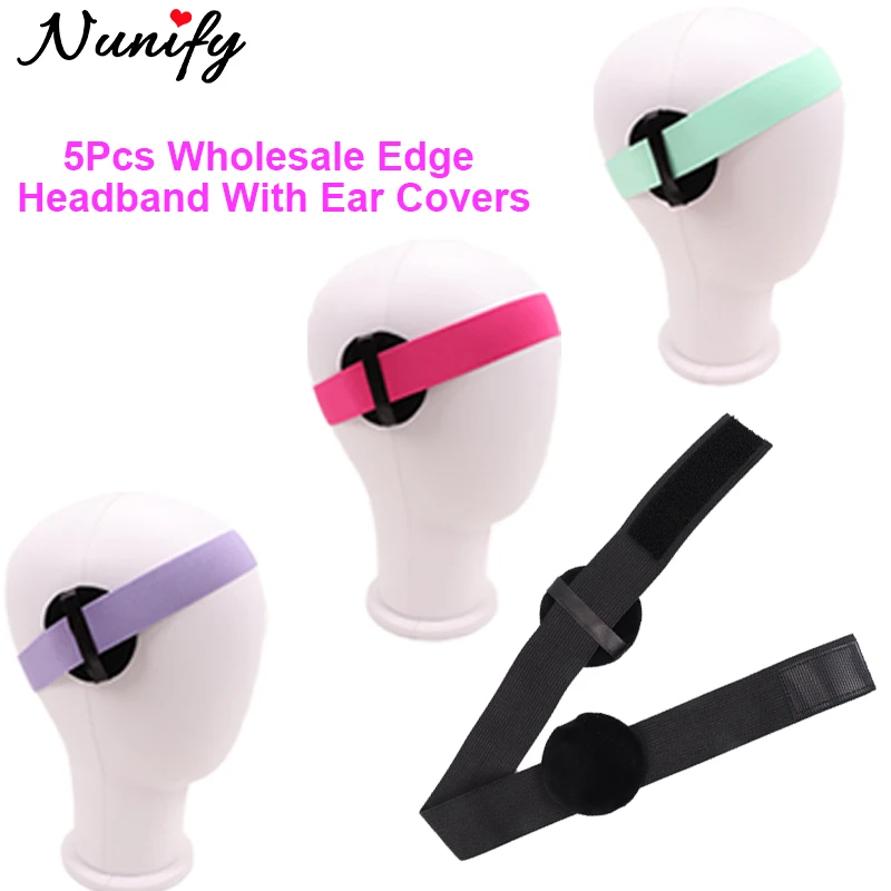 

5Pcs Adjustable Elastic Band For Wigs With Ear Protection Melt Band For Lace Frontal With Ear Cushion Pink Wig Band Edge Control