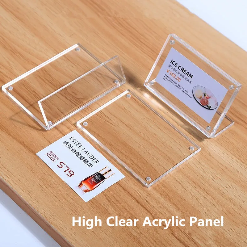 105x70mm L Shape Magnetic Mini Acrylic Sign Holder Price Label Paper Tags Table Number Holder Display Stand