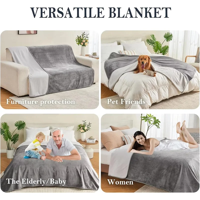 Waterproof Reversible Blanket for Bed Sofa Elderly Pets Leak Proof view 5
