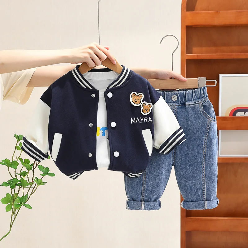 New Spring Autumn Fashion Baby Girls Clothes Suit Children Boys Jacket T-Shirt Pants 3Pcs/Sets Infant Clothing Kids Tracksuits - Image 2