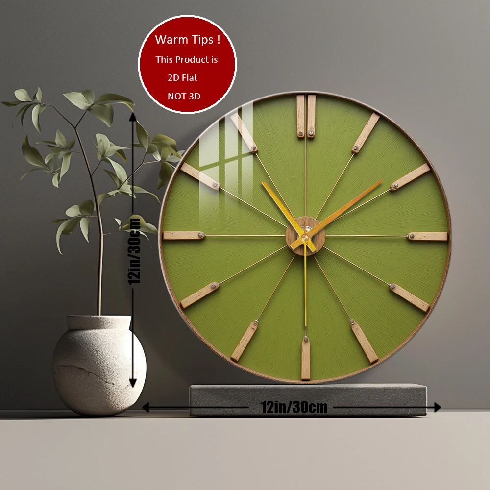 Tempered Glass Wall Clock Green Circular Wall Clock Suitable For Wall Decor or Tabletop Display Anywhere