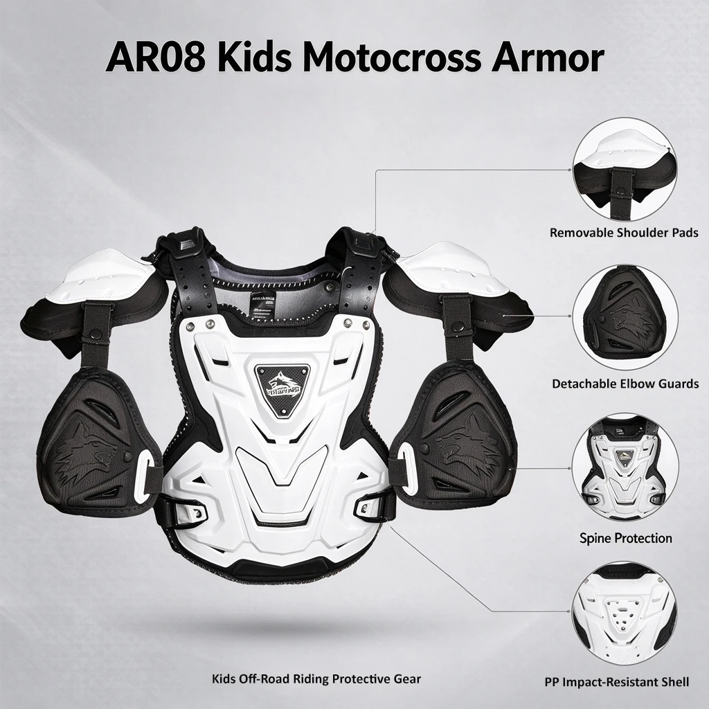 child Motorcycle Armor Motocross Racing Protection Armor Jacket Dirt Bike Back Chest Shoulder Protector Motorcycle Equipment