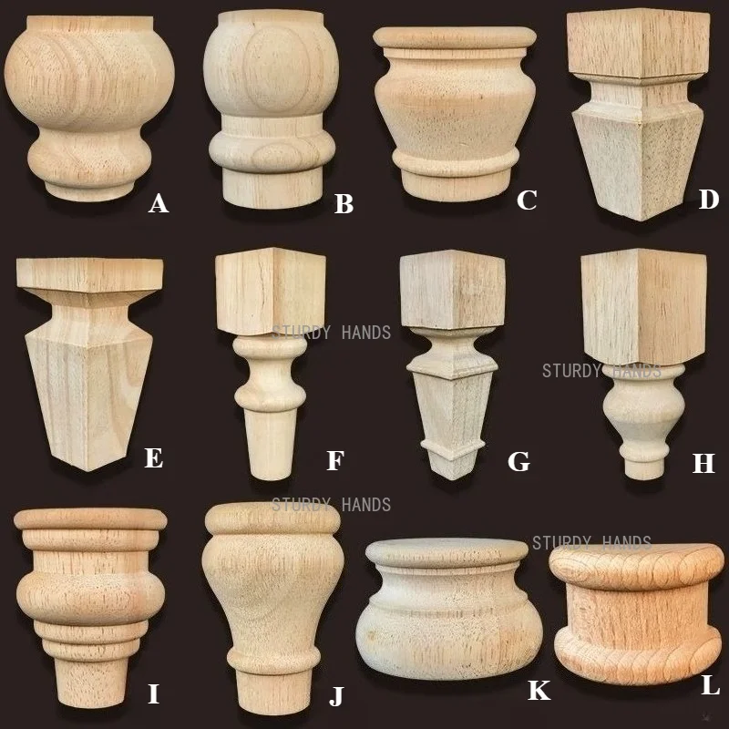 European Solid Wood Furniture Legs Sofa Leg Dongyang Woodcarving Table Legs Wardrobe Support Column Home Furnishing Decoration