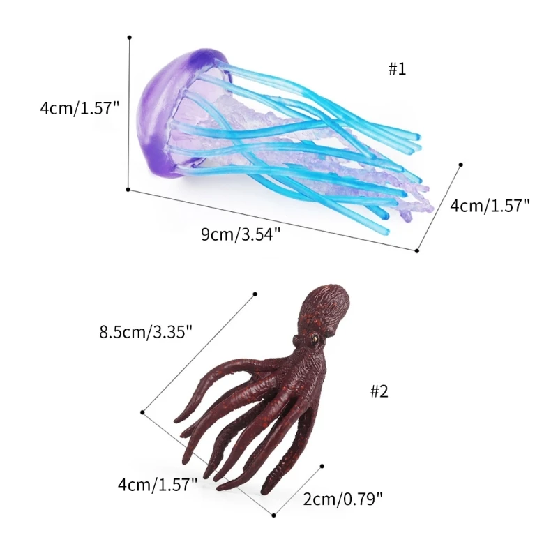 Animales vida simulados, medusas realistas juguete, figurita medusas, calamar, juguete, figuras