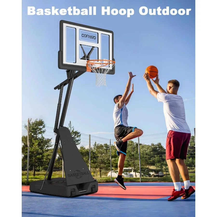 طوق كرة السلة في الهواء الطلق مع لوحة خلفية مقاومة للكسر مقاس 44/54 بوصة للممر السكني أو ساحة ارتفاع قابل للتعديل من 5.25 إلى #2