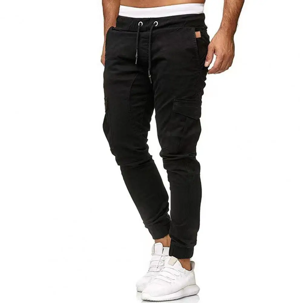 Spring Streetwear Casual Pants Male Black Slim Joggers Pants Side-pockets Brand cargo Men Trousers