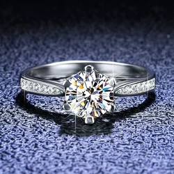Real 18K White Gold PT950 Platinum Eternity Rings Real 0.5CT 1CT Moissanite Ring for Women Top D Color VVS1 Diamond Engagement