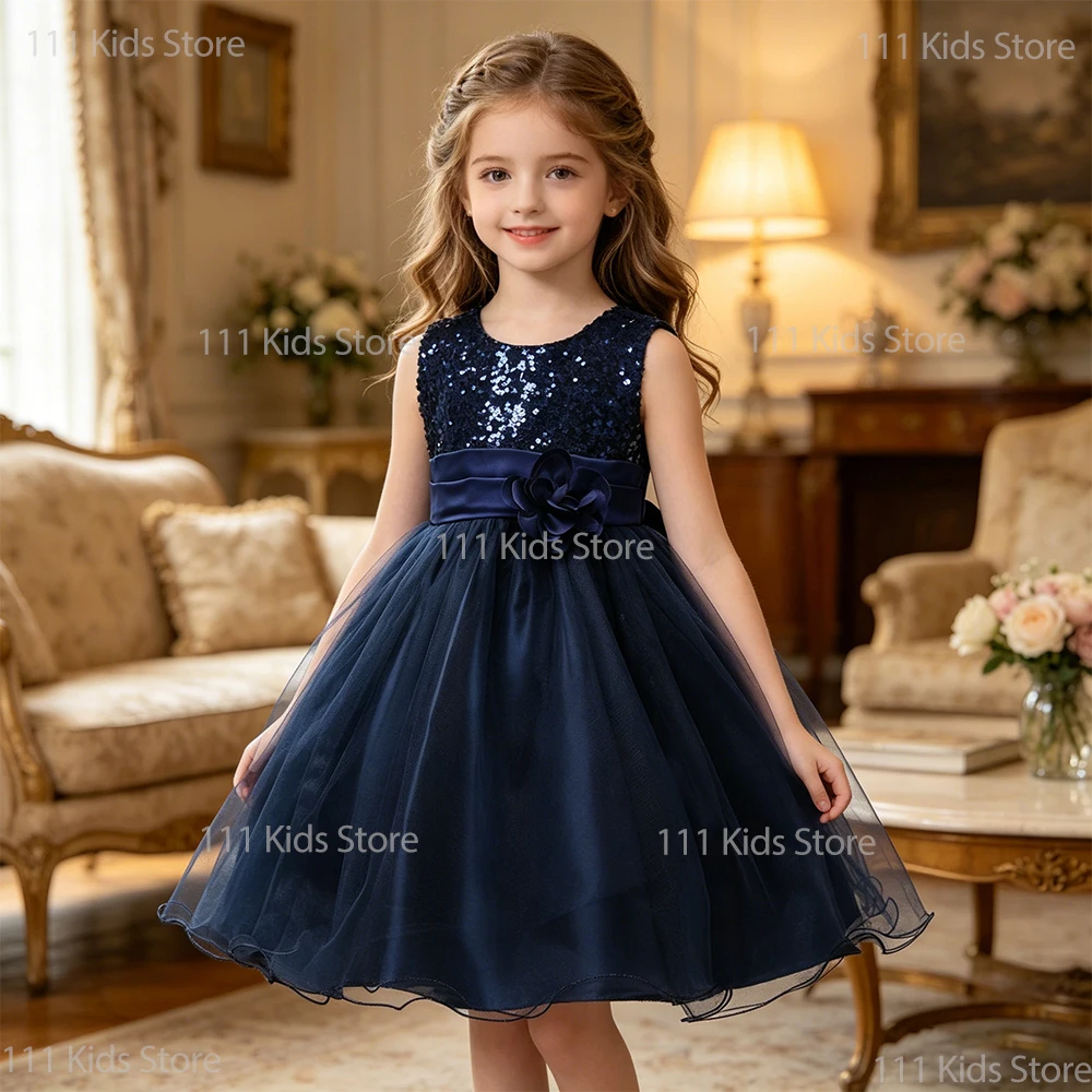 

Luxury Shiny Evening Dress for Girls Sequin Sleeveless Summer Dresses Elegant Ball Gown Birthday Gift Children Princess Dress