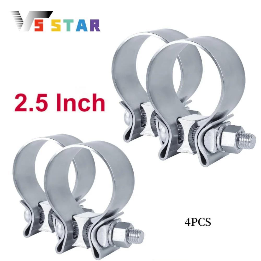 4 Stück 2,5 Zoll T409 Edelstahl Schmalband Auspuffklemmen Dichtungsband für Schalldämpfer Katalysatoren Splitter