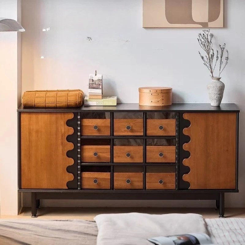 

Dresser, bedroom, bedside dressing table, French retro solid wood retractable chest corner integrated