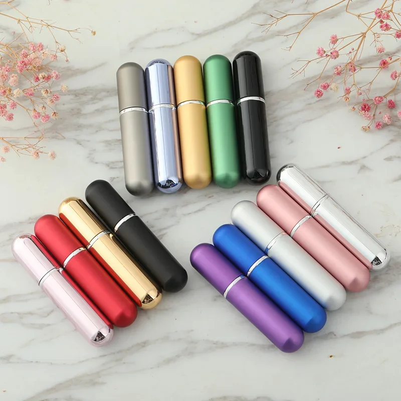 5PCS 5ml Mini Refillable Perfume Bottle Aluminum Perfume Spray Bottle Container with Empty Atomizer Bottles For Travel