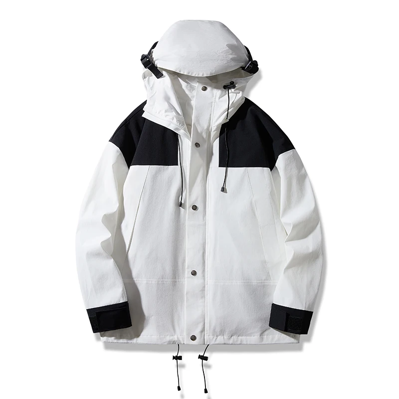 Spring Autumn Men Outdoor Coat Green White Beige Black Yellow Pink Hooded Jackets Urban Adventure Spirit Outerwear Leisure Look