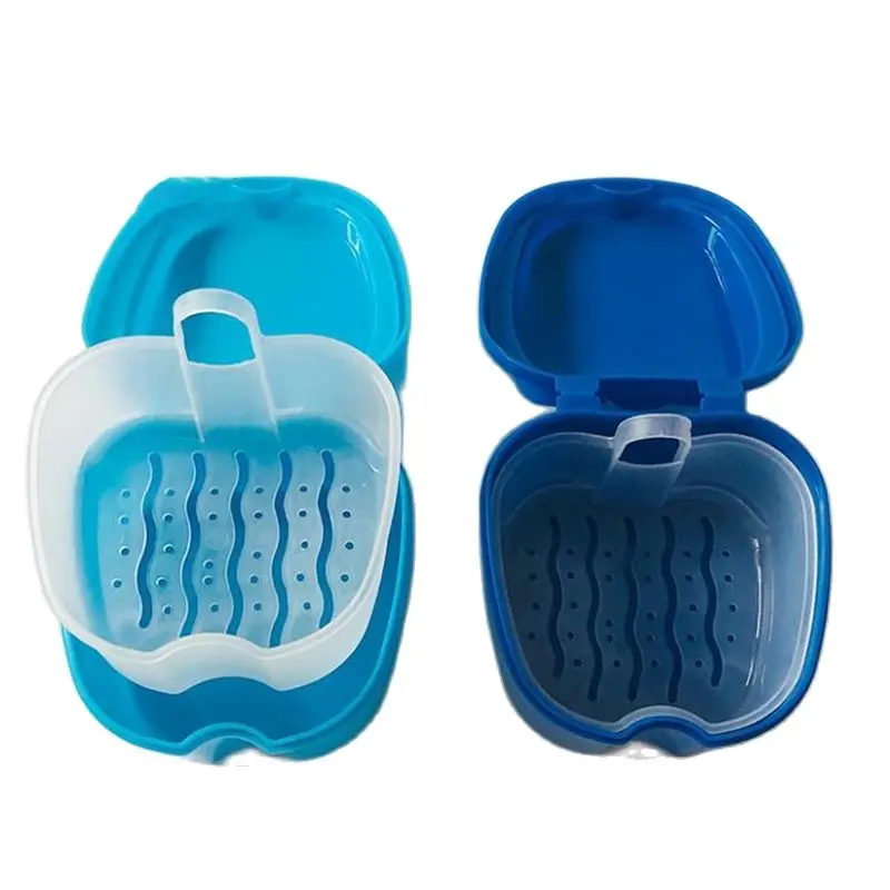 Caixa de dentadura caso dentes falsos armazenamento caixa de dentes titular plástico artificial dente organizador cuidados com os dentes para viagens retentor limpeza
