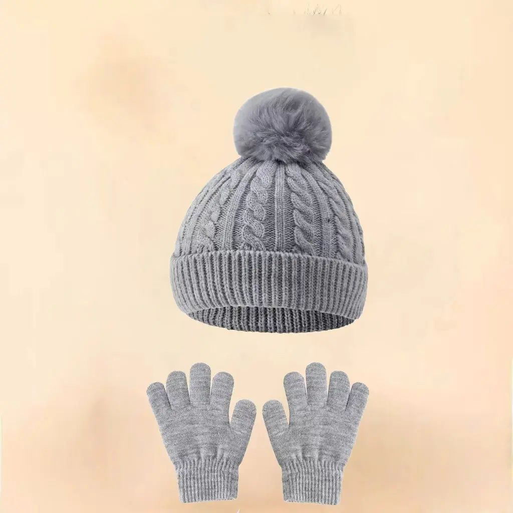 قبعات صوف للأطفال، قفازات، قبعات صوفية محبوكة لحماية الأذن في الشتاء، ومجموعات دافئة للأولاد والبنات