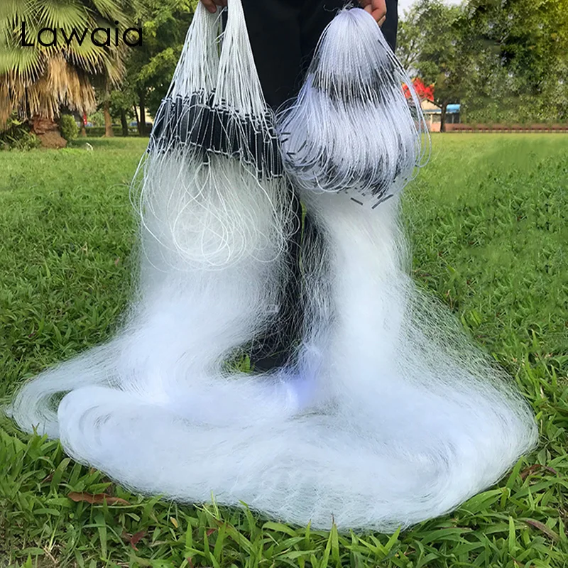 Lawaia Fish Trap Gillnet 70M Fishing Net Long Lead Pendant High-quality White Silk Nylon Line Encrypted Inner 3-Layer Sticky Net