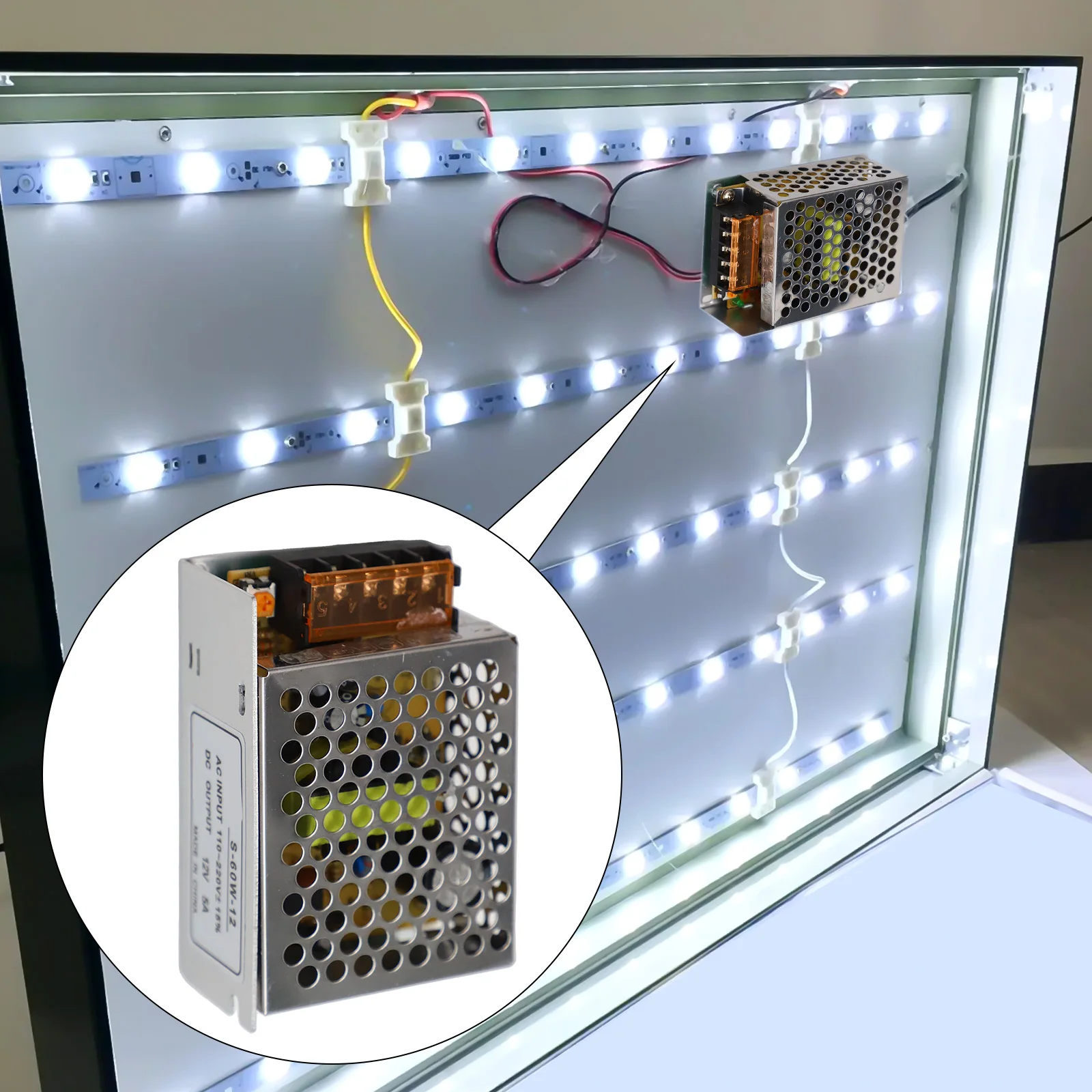 Electronic Device Charging 12V Power Supply 12v 5a Power Adapter Voltage Regulator LED Strip Light Power Robust Aging Testing